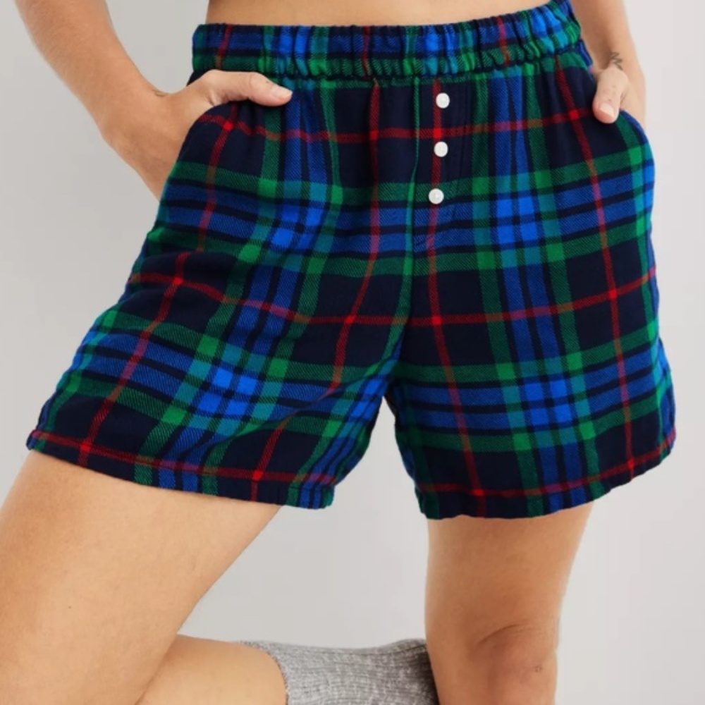 Aerie Flannel High Waisted Pajama Boxer - X-Small